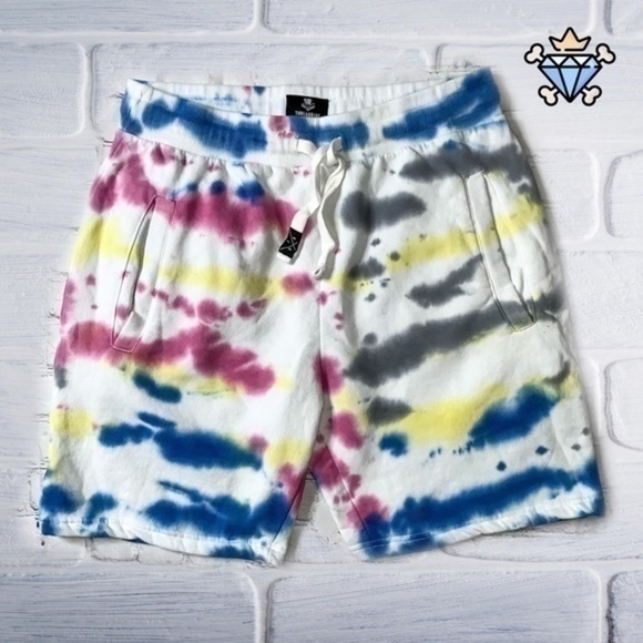 MENS THREADBARE TIE DYE SHORT SET WITH TEE SIZE LARGE TEE SIZE MEDIUM SHORTS - Picture 12 of 16